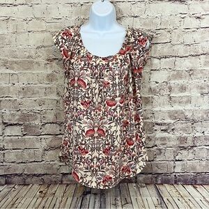 LC Lauren Conrad Cream Floral Tie Back Blouse